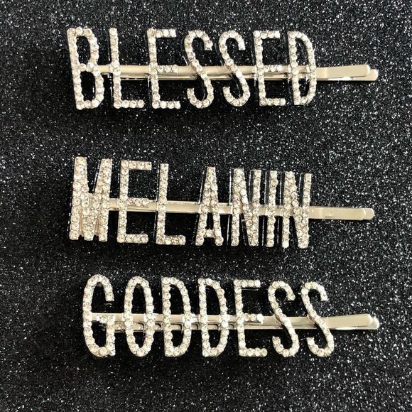 • BLESSED • Crystal Hair Clip - Picture 3 of 3